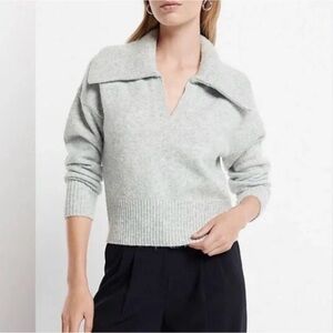 Express Light Gray Cowl Neck Sweater